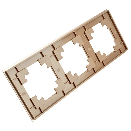 Рамка 3-местная, металл, ,STEKKER, MFR00-7003-02, серия Катрин, шампань - фото