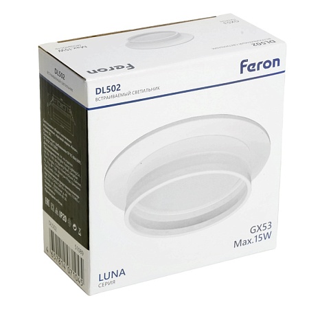Светильник встраиваемый Feron DL502 LUNA  потолочный GX53 белый круг - фото