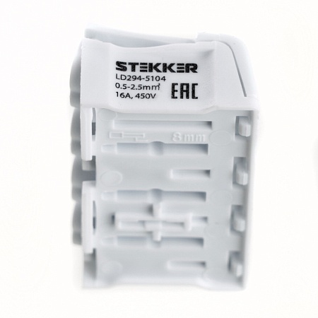 Клемма монтажная с/з STEKKER для подключения фазных проводников, 4 контактные группы (3 ввода, 3 вывода на полюс), LD294-5104 - фото