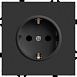 Розетка 1-местная с защитной шторкой с/з (механизм), STEKKER, 250В, 16А, серия Эмили, RST16-5110-05, черный уголь, soft touch - фото