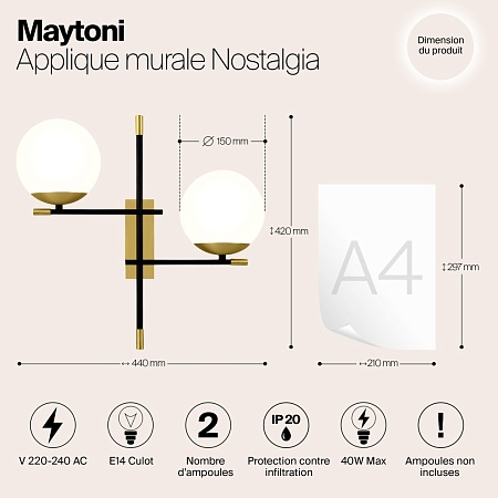 Настенный светильник (бра) Maytoni Nostalgia MOD048WL-02G - фото