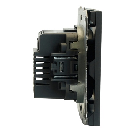 Розетка 2-местная USB + Type C (механизм), STEKKER, 250В, 20W, серия Эмили, RST10-5115-05, черный уголь, soft touch - фото