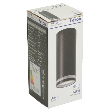 Светильник потолочный Feron ML100 Barrel LUNA MR11 GU10 35W 230V, черный - фото