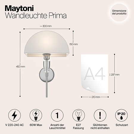 Настенный светильник (бра) Maytoni Prima Z034WL-01CH - фото