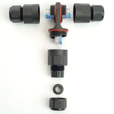 Соединитель-коннектор LD541 3-контактный на 3 выхода, с СМК221 пружинным контактом IP68, черный - фото