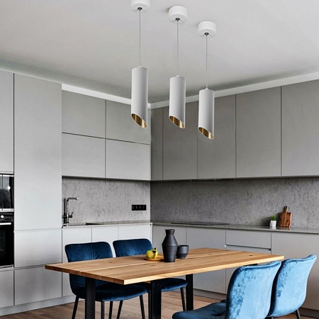 Светильник потолочный Feron ML1828 на подвесе  MR16 35W 230V, белый, золото 55*200 - фото