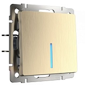 Выключатель одноклавишный с подсветкой шампань рифленый WL10-SW-1G-LED