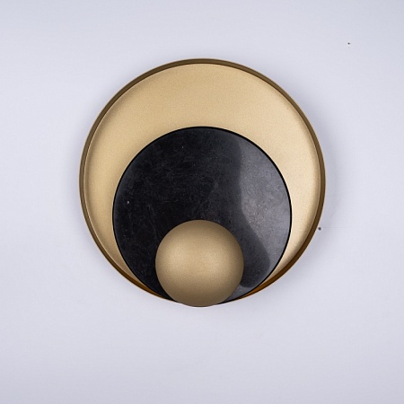 Бра Джаггер Black Wall Lamp Round Gold Imperiumloft 149472-22 - фото