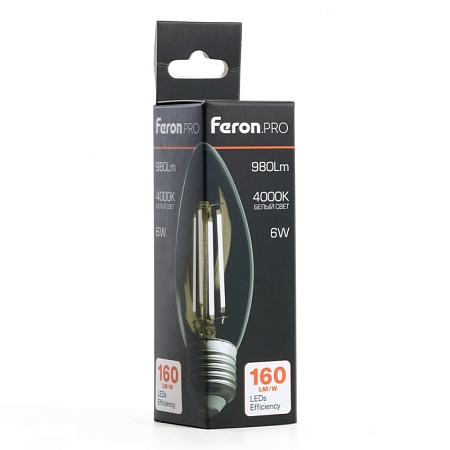 Лампа светодиодная Feron.PRO LB-1206 Свеча E27 980LM 6W 175-265V 4000K - фото