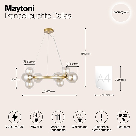 Подвесной светильник Maytoni Dallas MOD545PL-11G - фото