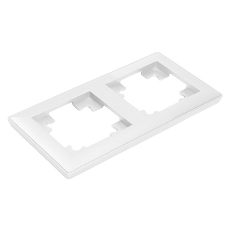 Рамка STEKKER, PFR00-7002-03 2-местная, пластик, серия Катрин, серебро - фото