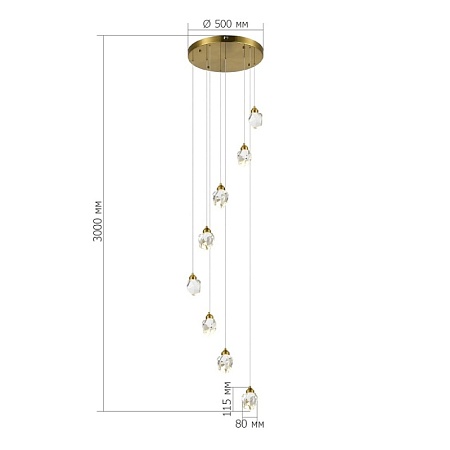 Светильник подвесной ST-Luce Золотистый/Прозрачный LED 8*3W 3000K SL6114.203.08 - фото