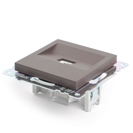 Розетка компьютерная 1-местная RJ-45 (механизм), STEKKER GLS00-7107-04, серия Катрин, шоколад - фото