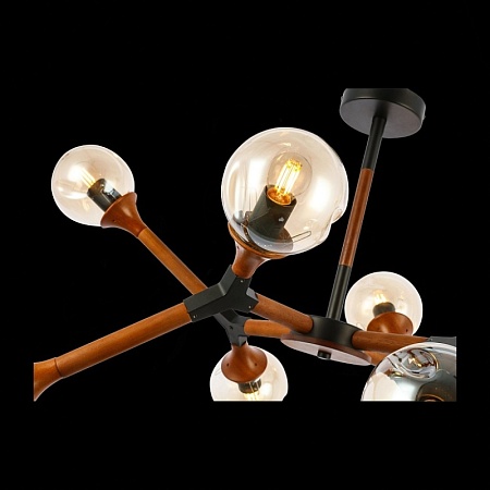 Светильник потолочный Черный, Темное дерево/Прозрачный, Янтарный E27 8*60W SLE109402-08 - фото