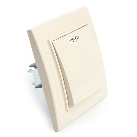 Переключатель перекрестный 1-клавишный STEKKER  PSW10-9009-02, 250В, 10А, серия Эрна, слоновая кость - фото