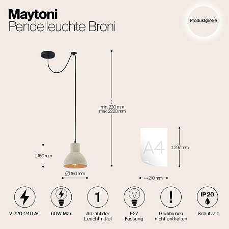 Подвесной светильник Maytoni Broni T434-PL-01-GR - фото