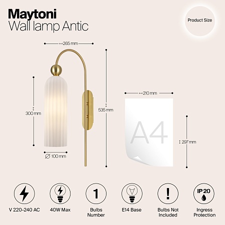 Настенный светильник (бра) Maytoni Antic MOD302WL-01GR - фото