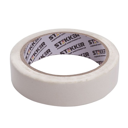 Малярная лента STEKKER INTP7-24-25 24 мм, длина 25 м, на бумажной основе, белый - фото