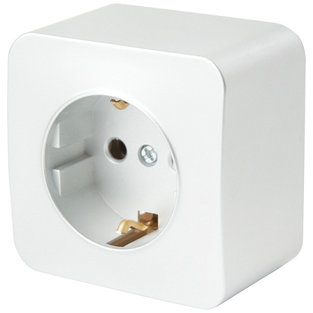 Розетка 1-местная с/з открытой установки, STEKKER, 250В, 16А, IP20, серия София, белый, MST16-11-01 - фото