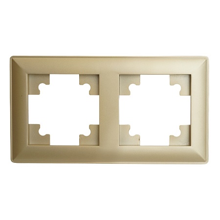 Рамка STEKKER, PFR00-7002-08 2-местная, пластик, серия Катрин, золото - фото