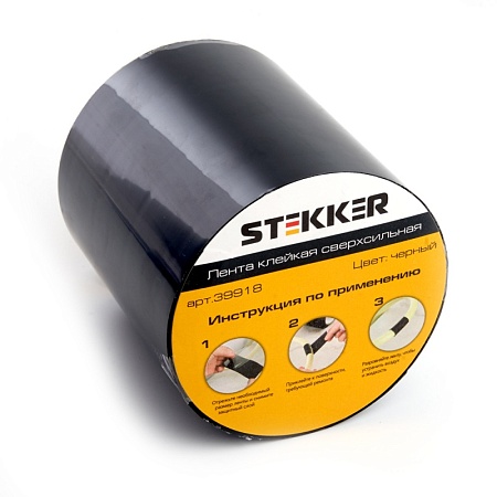 Лента  клейкая сверхсильная STEKKER 0,7*100 мм, 1,5 м. черная INTP9-0715-10 - фото