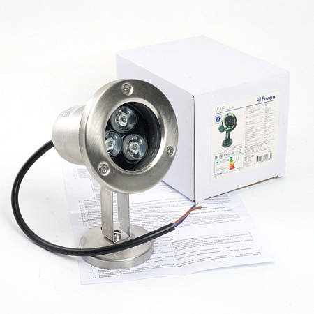 Светодиодный прожектор подводный Feron LL-822, 3W, AC24V, низковольтный, RGB, металлик, 80*80*130mm, IP68 - фото