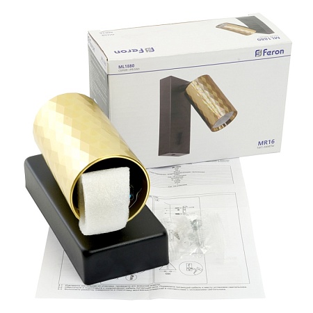 Светильник Feron ML1880 PRISM 35W, 230V, GU10, золото и чёрный - фото