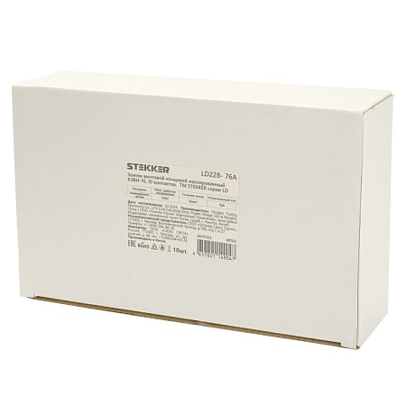 Зажим винтовой концевой изолированный КЗВИ-16 500В, 76А, 10 контактов, поликарбонат  LD228-76А - фото