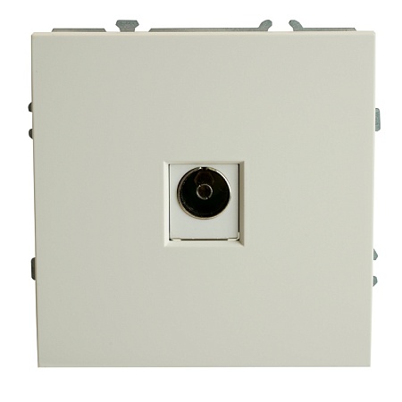 Розетка телевизионная 1-местная (механизм), STEKKER, 75 Ом, 5-862МГц, серия Эмили, RST00-5108-01, белый фарфор, soft touch - фото