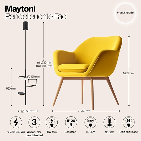 Подвесной светильник Maytoni Fad MOD070PL-L18B3K - фото