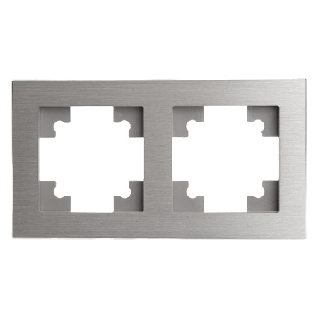 Рамка 2-местная, металл, STEKKER, MFR00-7002-03 , серия Катрин, серебро - фото