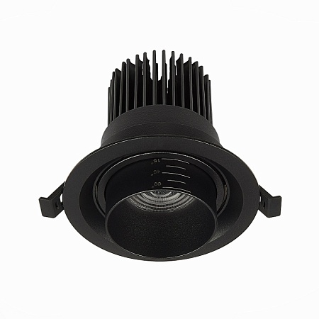 Св-к встр. Zoom Черный LED 1*12W 4000K 960Lm Ra90 15°-60° IP20 D115xH95 170-240V ST701.448.12 - фото
