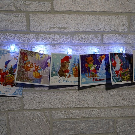 Гирлянда линейная Feron CL574 Прищепки, статичная, 4,5м USB 2700K , прозрачный шнур - фото