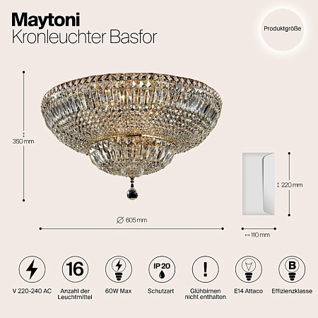 Люстра Maytoni Basfor DIA100-CL-16-G - фото