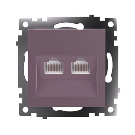 Розетка компьютерная 2-местная RJ-45 (механизм) STEKKER GLS00-7109-04, серия Катрин, шоколад - фото