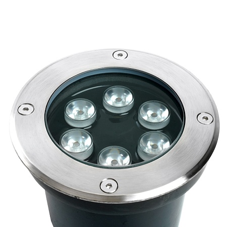 Светодиодный светильник тротуарный (грунтовый) Feron SP2802, 6W, AC/DC12-24V, низковольтный, 3000К, металлик, D120*H90mm, вн.диаметр: 90mm, IP67 - фото