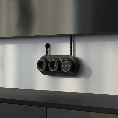 Втулка для вывода кабеля из стены 2 шт.(черный) Ретро W6421108 - фото