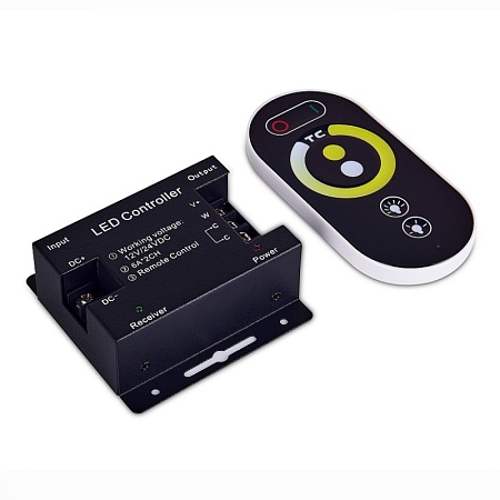Контроллер MIX WHITE лент +пульт управления (RF-радио), 2-х канальный, DC12-24V,12А ST9002.400.00MIX - фото