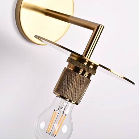 Бра Rh Utilitaire Knurled Disk Shade Sconce Brass Imperiumloft 123282-22 - фото
