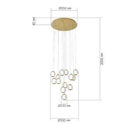SL6520.303.13 Светильник подвесной ST-Luce латунь/прозрачный с пузырьками воздуха LED 1*65W 4000K HELMI - фото