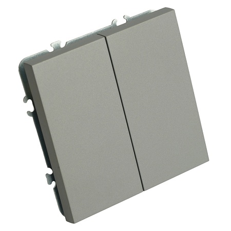 Переключатель перекрестный 2-клавишный (механизм), STEKKER, 250В, 10А, серия Эмили, RSW10-5111-10, платиново-серый, soft touch - фото