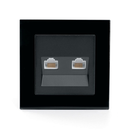 Розетка компьютерная 2-местная RJ-45 ,STEKKER ,GLS00-7006-05, серия Катрин, черный - фото
