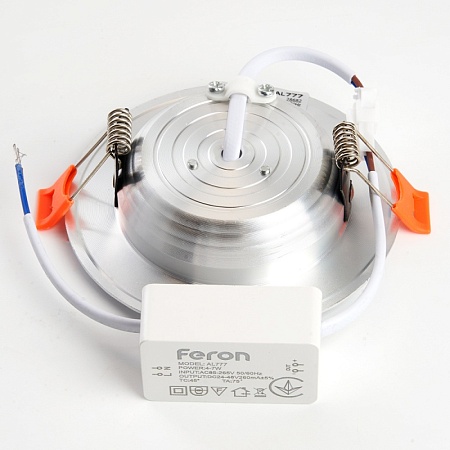 Светодиодный светильник Feron AL777 встраиваемый 7W 4000K серебристый - фото