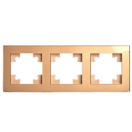 Рамка 3-местная, стекло, STEKKER GFR00-7003-08, серия Катрин, золото - фото