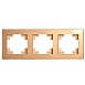 Рамка 3-местная, стекло, STEKKER GFR00-7003-08, серия Катрин, золото - фото