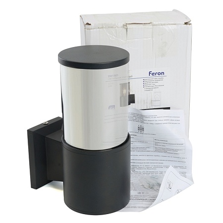 Светильник садово-парковый Feron DH1301, на стену вверх, E27 230V, черный - фото