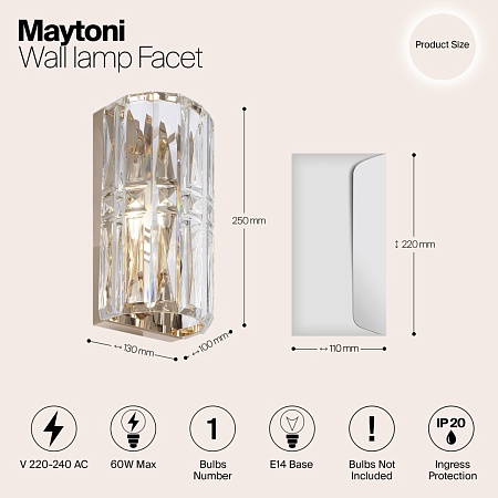 Настенный светильник (бра) Maytoni Facet MOD094WL-01G - фото