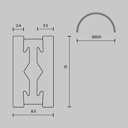 Шинопровод полукруг 800 мм Technical TRX154-SR-D800-B - фото