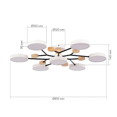 Светильник потолочный Белый/Белый LED 7*12W 3000K/4500K/6000K SLE6006-502-07 - фото