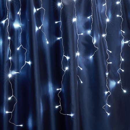 Светодиодная гирлянда Feron CL22 бахрома, статичная, 4,5м*0,8м + 3м 230V 5000К c питанием от сети, белый шнур - фото